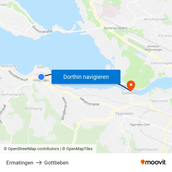 Ermatingen to Gottlieben map