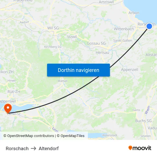 Rorschach to Altendorf map