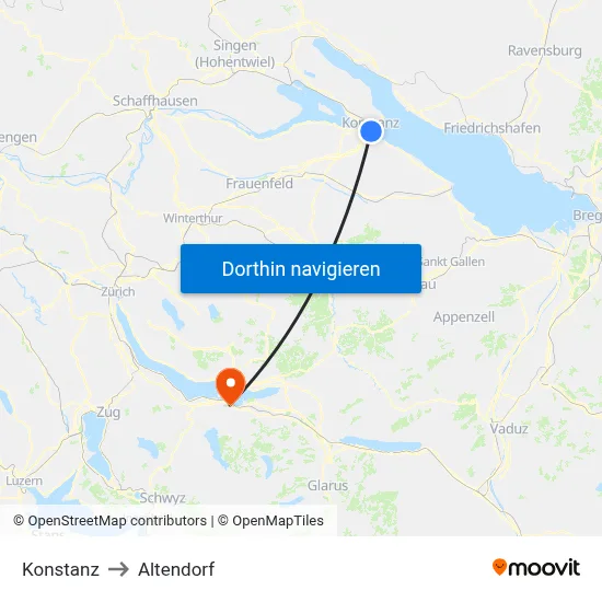 Konstanz to Altendorf map