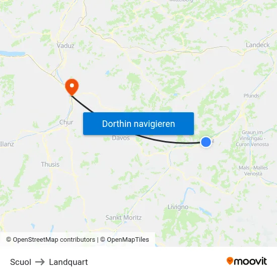 Scuol to Landquart map