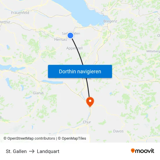 St. Gallen to Landquart map