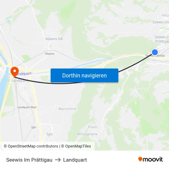 Seewis Im Prättigau to Landquart map
