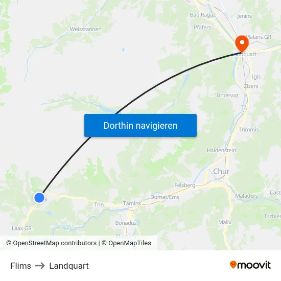 Flims to Landquart map