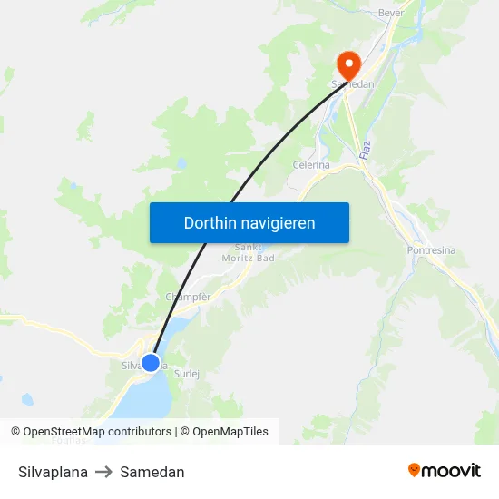 Silvaplana to Samedan map