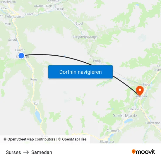 Surses to Samedan map