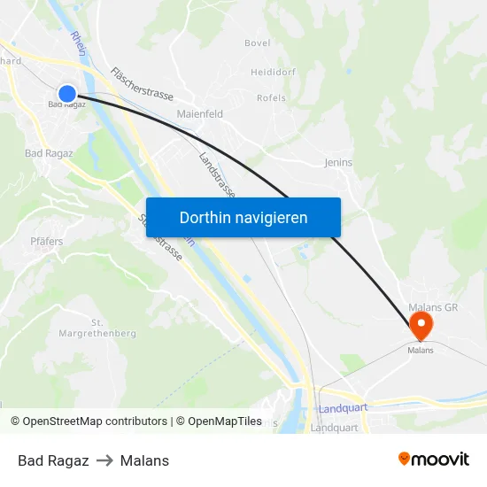 Bad Ragaz to Malans map