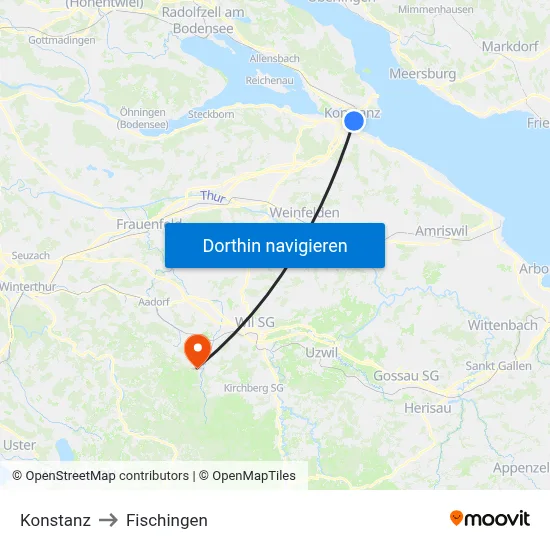 Konstanz to Fischingen map