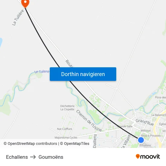 Echallens to Goumoëns map