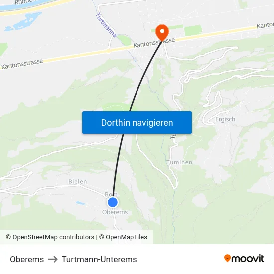 Oberems to Turtmann-Unterems map