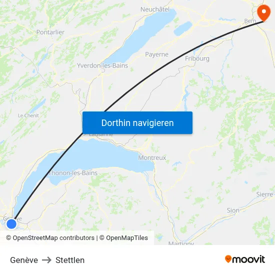 Genève to Stettlen map
