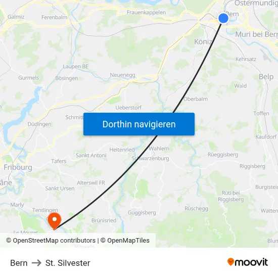 Bern to St. Silvester map