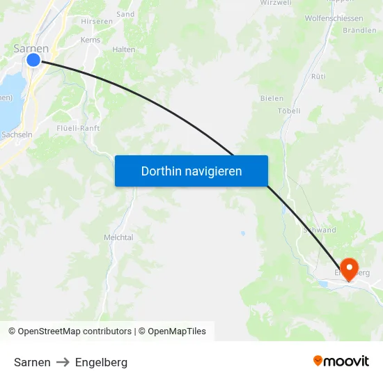 Sarnen to Engelberg map