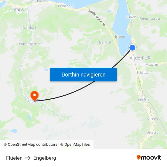 Flüelen to Engelberg map