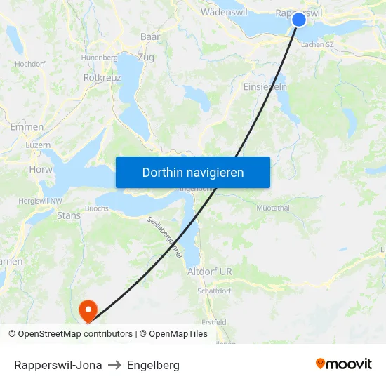 Rapperswil-Jona to Engelberg map