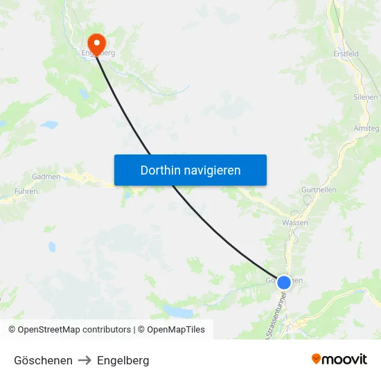 Göschenen to Engelberg map