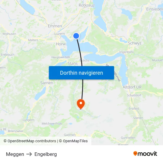 Meggen to Engelberg map
