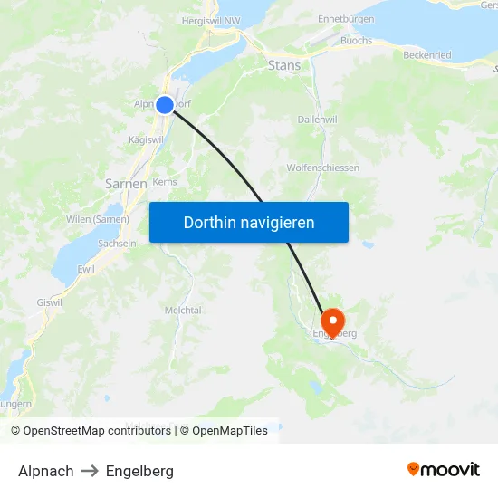 Alpnach to Engelberg map
