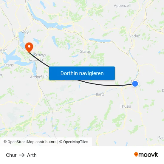 Chur to Arth map
