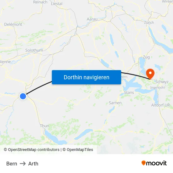 Bern to Arth map