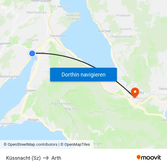 Küssnacht (Sz) to Arth map