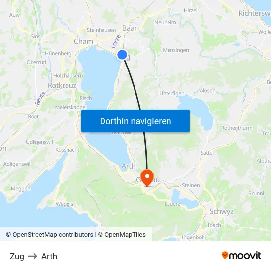 Zug to Arth map