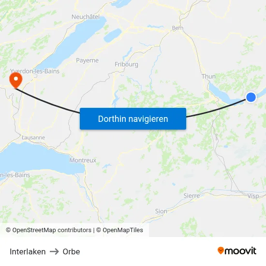 Interlaken to Orbe map