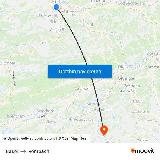 Basel to Rohrbach map