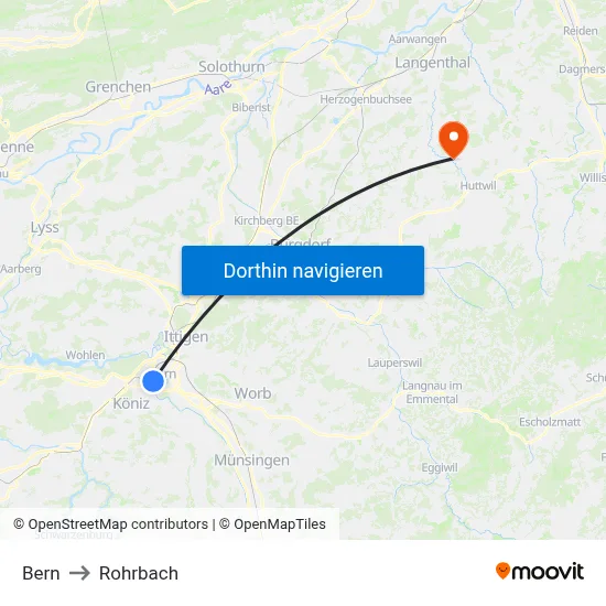 Bern to Rohrbach map