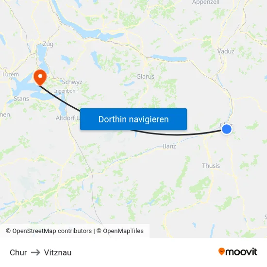 Chur to Vitznau map