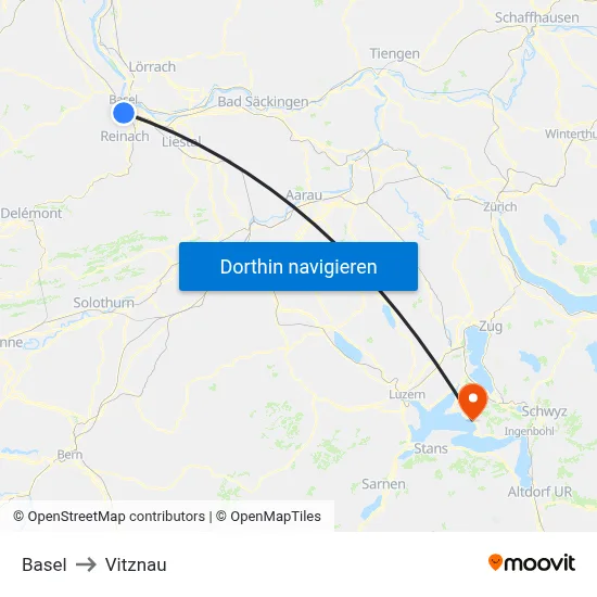 Basel to Vitznau map