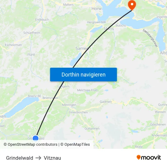 Grindelwald to Vitznau map
