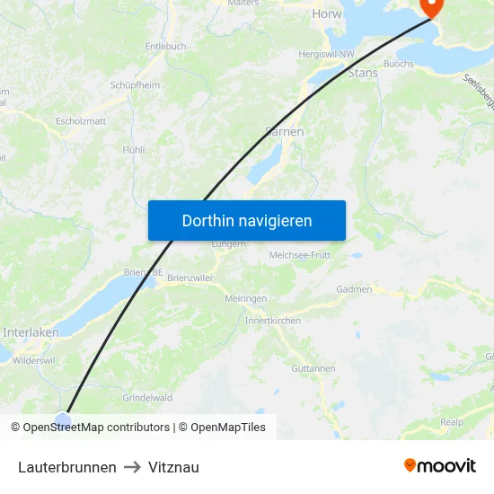 Lauterbrunnen to Vitznau map
