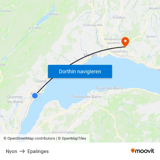 Nyon to Epalinges map