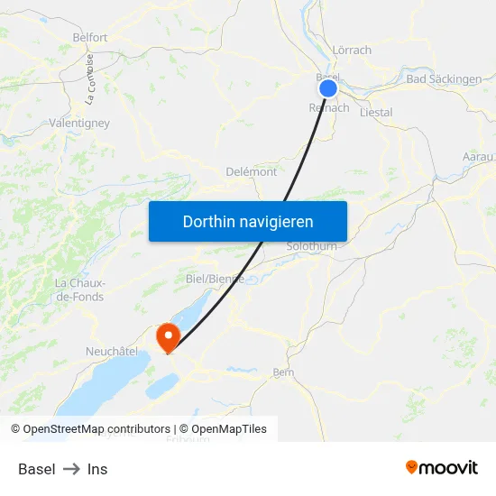 Basel to Ins map