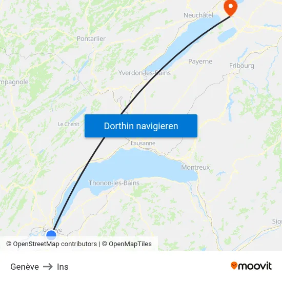 Genève to Ins map