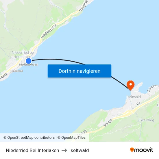 Niederried Bei Interlaken to Iseltwald map