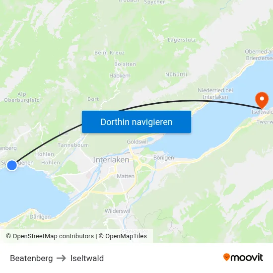 Beatenberg to Iseltwald map