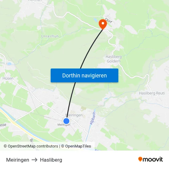 Meiringen to Hasliberg map