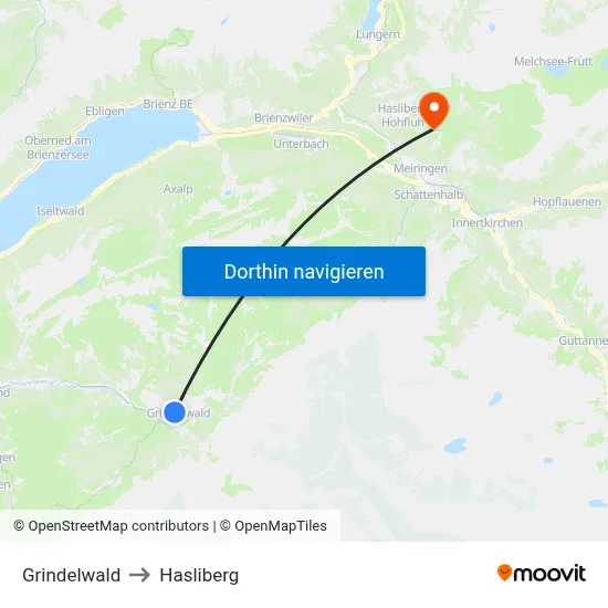 Grindelwald to Hasliberg map