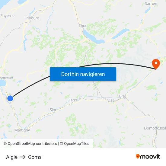 Aigle to Goms map