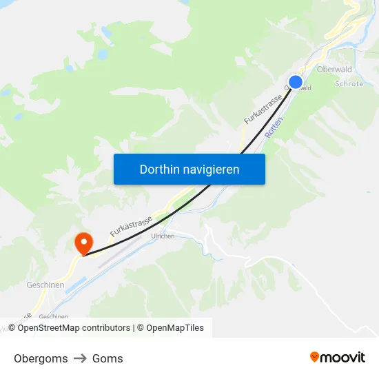 Obergoms to Goms map