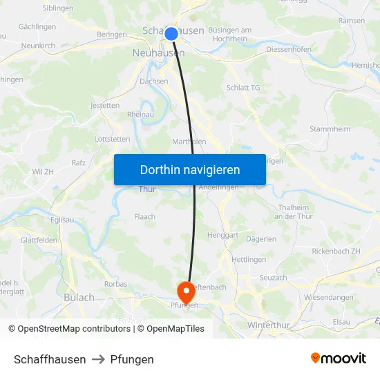 Schaffhausen to Pfungen map