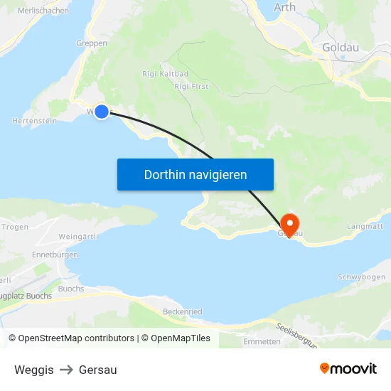 Weggis to Gersau map