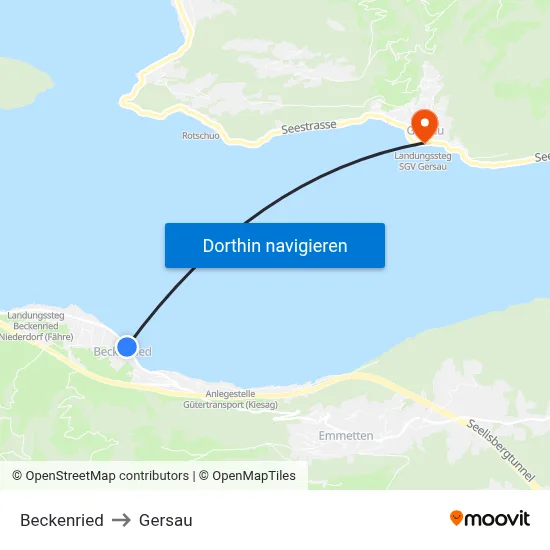 Beckenried to Gersau map