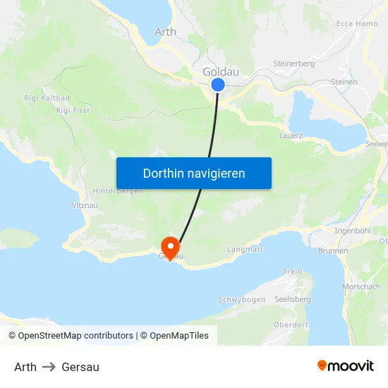 Arth to Gersau map