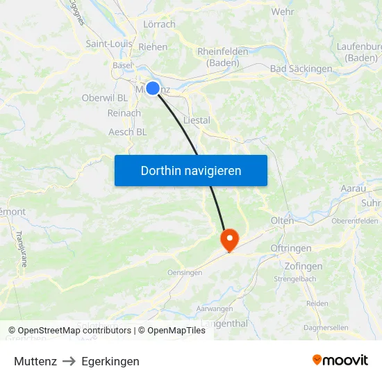 Muttenz to Egerkingen map