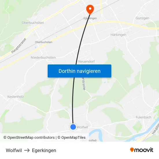 Wolfwil to Egerkingen map