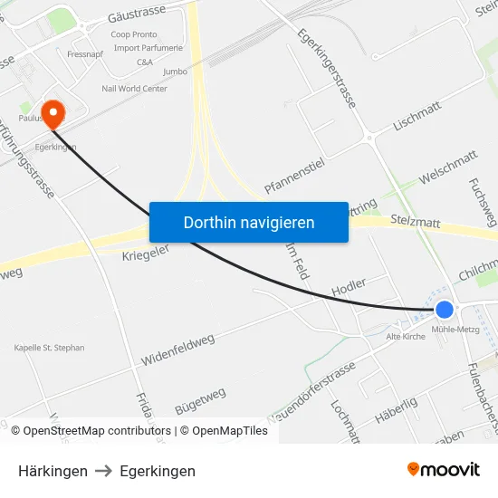 Härkingen to Egerkingen map