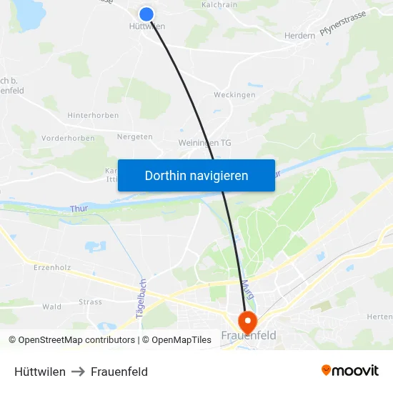 Hüttwilen to Frauenfeld map
