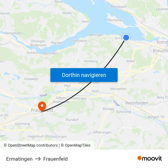 Ermatingen to Frauenfeld map
